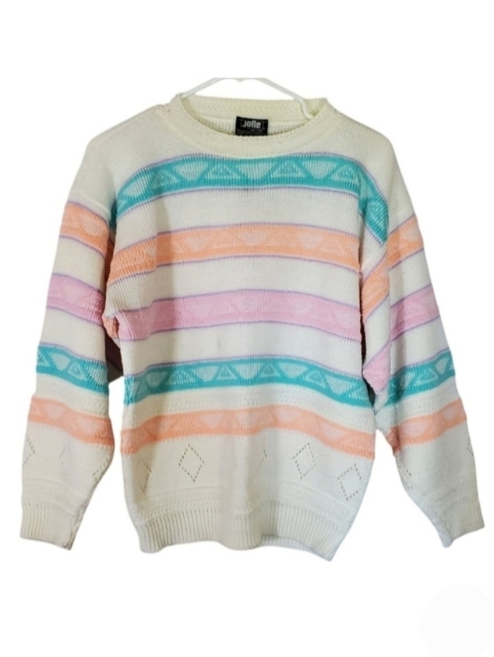 7469 * Jolie Vintage Neon Stripe Knit Sweater Size Unknown 80s Made in USA